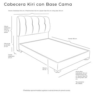Foto 3 | Cabecera Dicasa Kiri + Base Cama Arena King Size