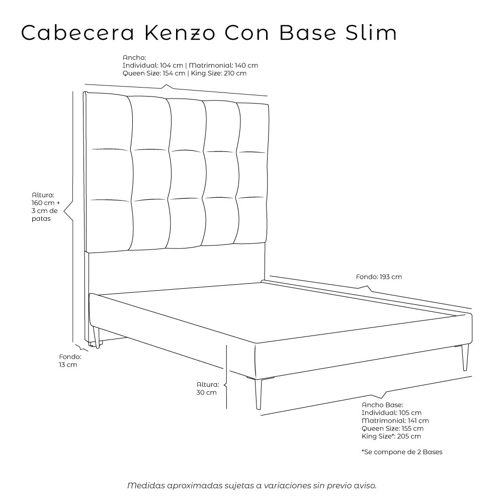 Foto 6 pulgar | Cabecera Dicasa Kenzo + Base Cama Café Matrimonial