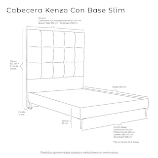 Foto 5 | Cabecera Dicasa Kenzo + Base Cama Café Matrimonial