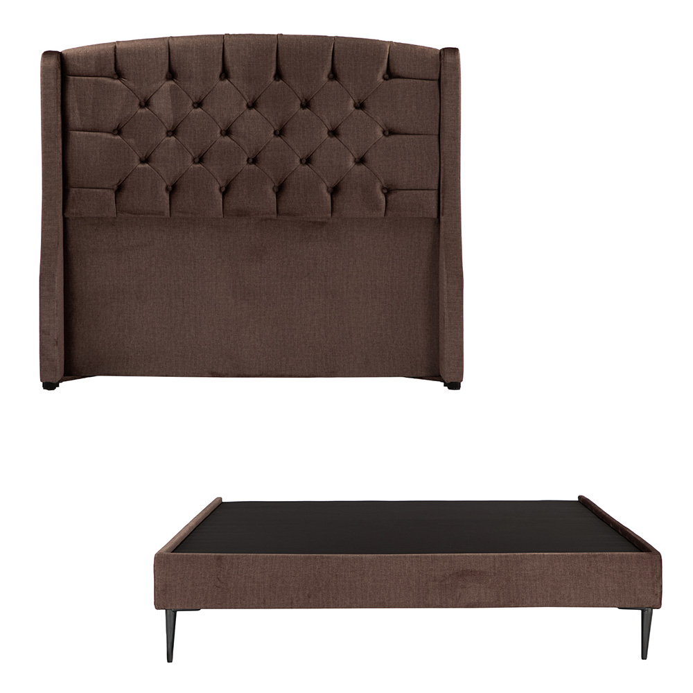 Cabecera Dicasa Sitka + Base Cama Café Matrimonial