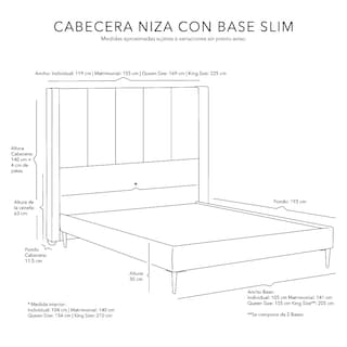 Foto 5 | Cabecera Dicasa Nizza + Base Cama Slim Café Matrimonial