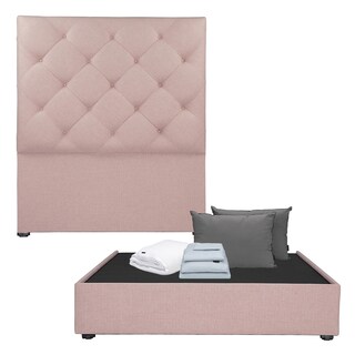 Foto 1 | Cabecera Dicasa Ikki Rosa + Base Cama Individual + Almohada 2pack + Protector Cloud + Sabanas Softy