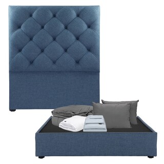 Foto 1 | Cabecera Dicasa Ikki Azul + Base Cama Matrimonial + Almohada 2pack + Protector Cloud + Sabanas Softy + Edredon Homy