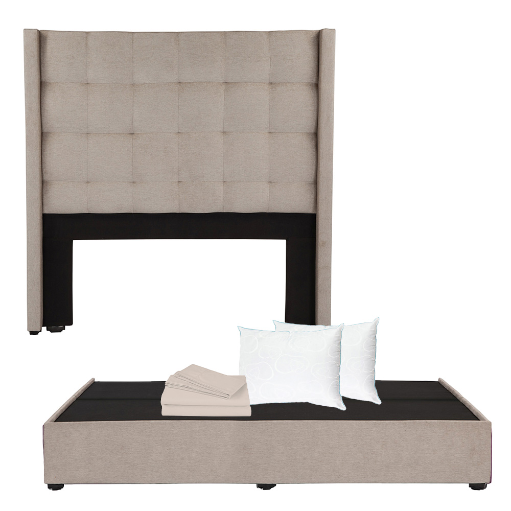 Foto 1 | Cabecera Dicasa Titan Arena + Base Cama King Size + Almohada Oso 2 + Sabanas Basic