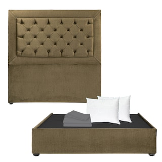 Foto 1 | Cabecera Dicasa Mary Verde + Base Cama Matrimonial + Almohada Oso 2 + Sabanas Basic