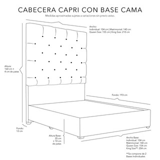 Foto 3 | Cabecera Dicasa Capri Arena + Base Cama Matrimonial + Almohada 2pack + Protector Cloud + Sabanas Softy