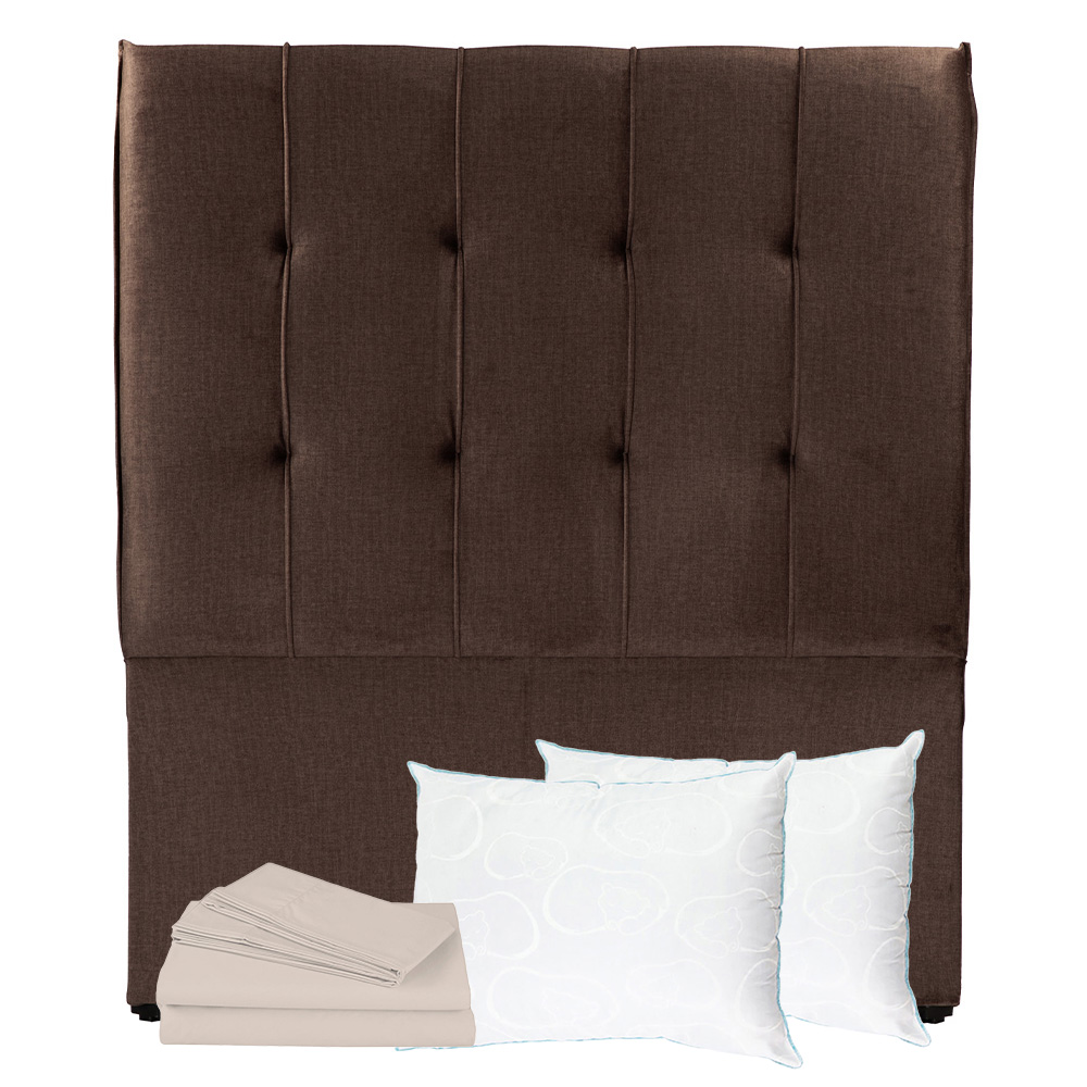 Cabecera Dicasa Kenzo Matrimonial + Almohada Oso 2 + Sábanas Basic Café