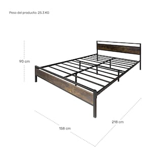 Foto 6 | Base Cama Queen Country Tipo Madera Moderna Metal Acero Houzer