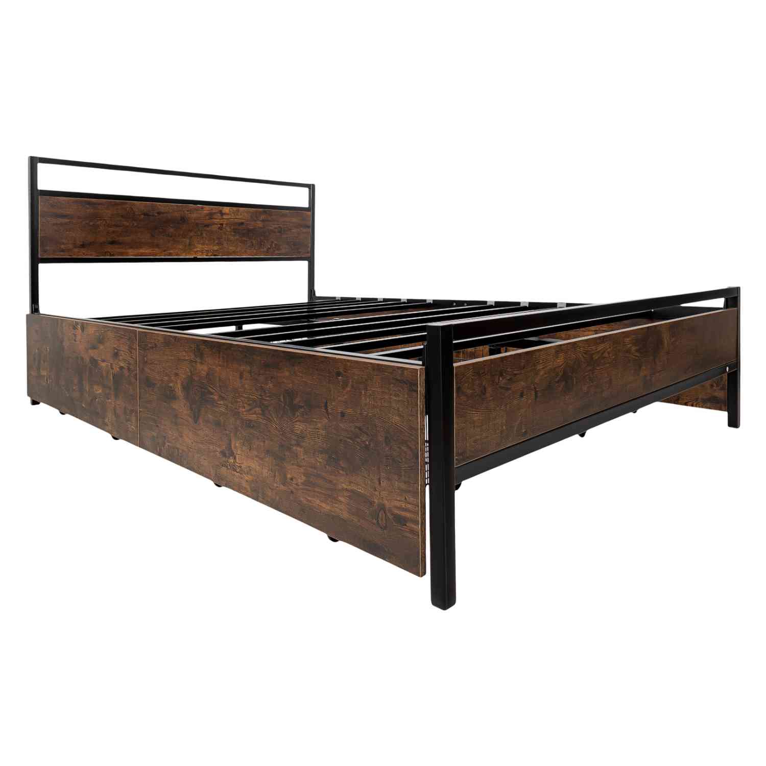 Foto 4 pulgar | Base Cama Country Matrimonial Tipo Madera Cajones Metal Houzer