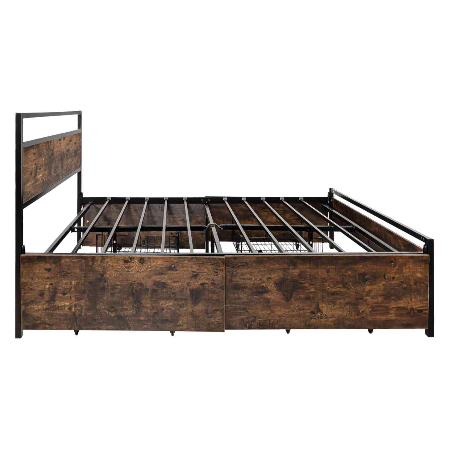 Foto 5 pulgar | Base Cama Country Matrimonial Tipo Madera Cajones Metal Houzer
