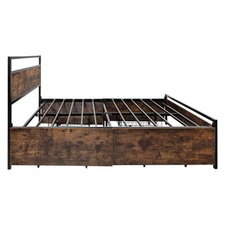 Foto 4 | Base Cama Country Matrimonial Tipo Madera Cajones Metal Houzer