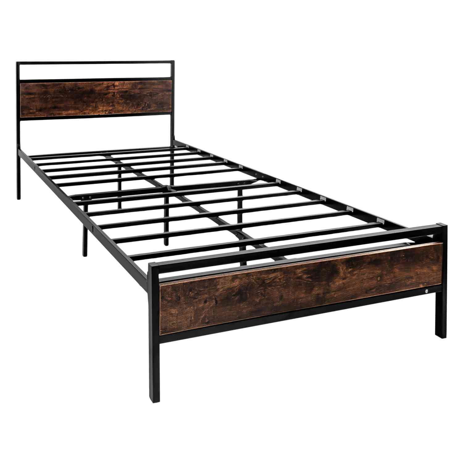 Base Cama Matrimonial Country Tipo Madera Moderna Metal Houzer