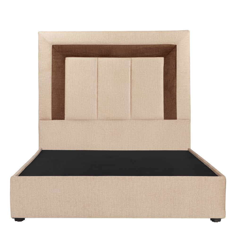Cabecera Dicasa Bora Beige con Café + Base Cama Beige Matrimonial