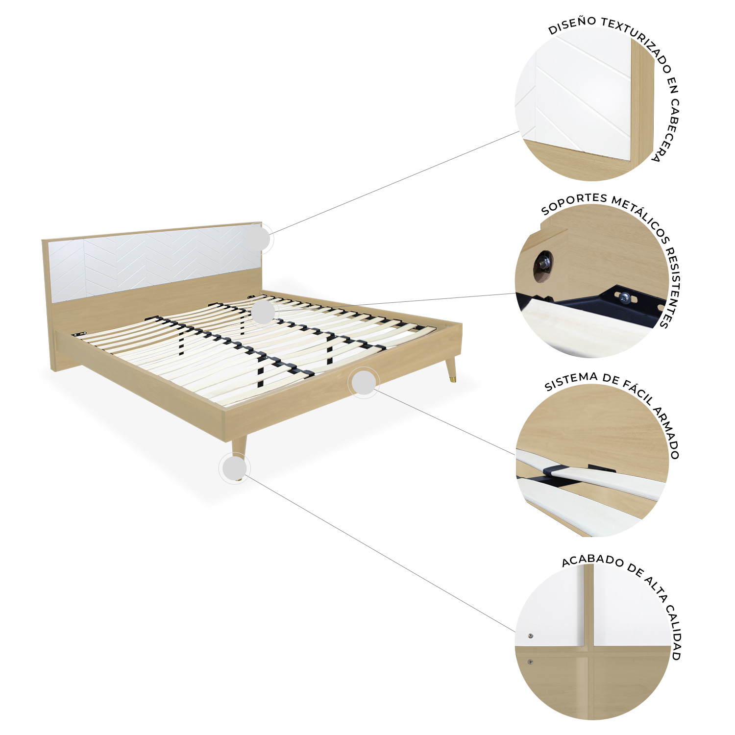 Foto 5 pulgar | Cama Queen Size Teramo S51 Encino