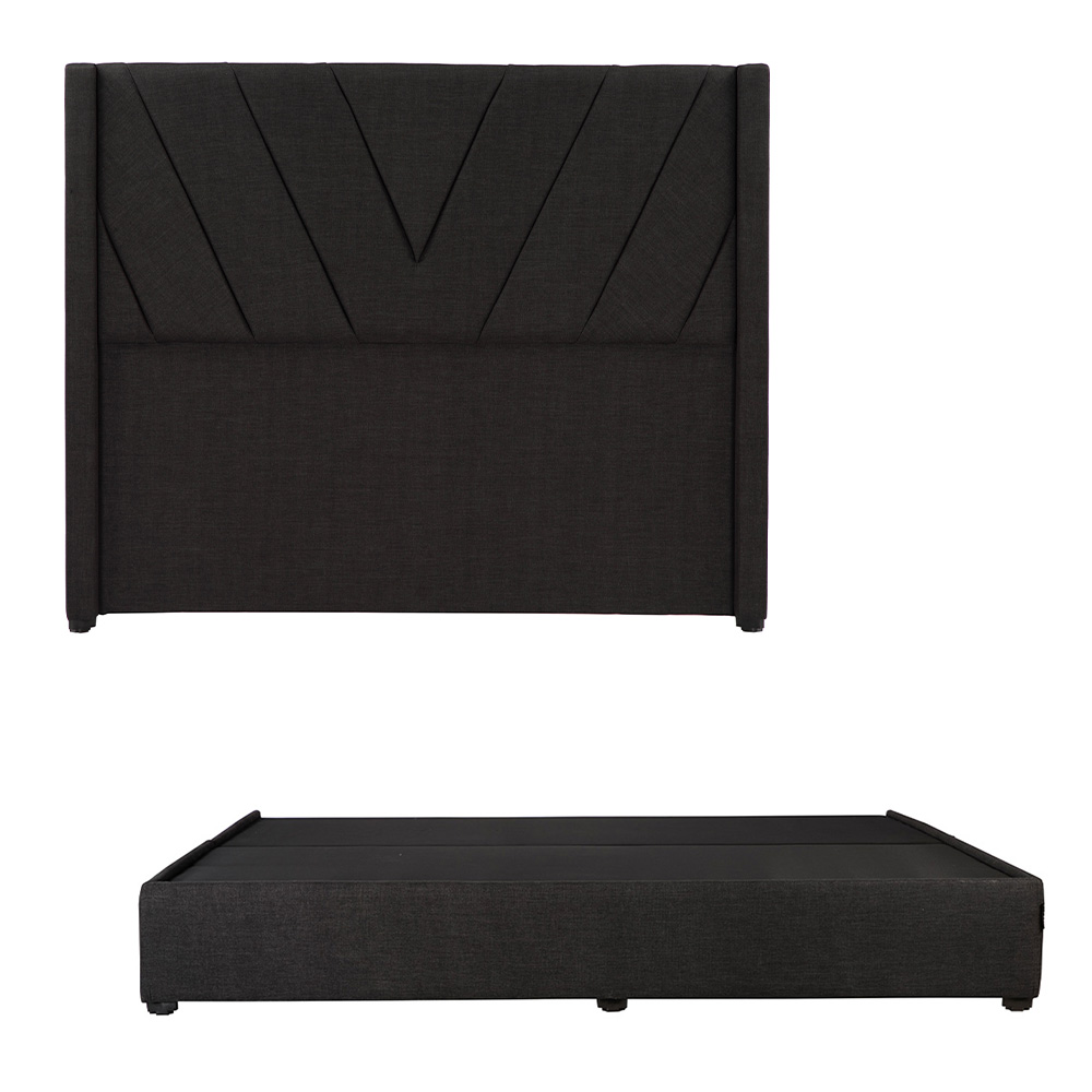 Cabecera Dicasa Aurora Negro King Size + Base Cama Negro