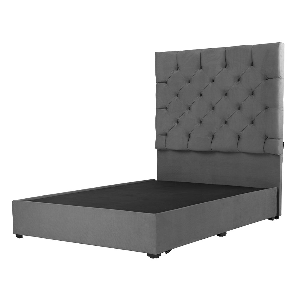 Cabecera Dicasa Capri Gris + Base Cama Gris Matrimonial