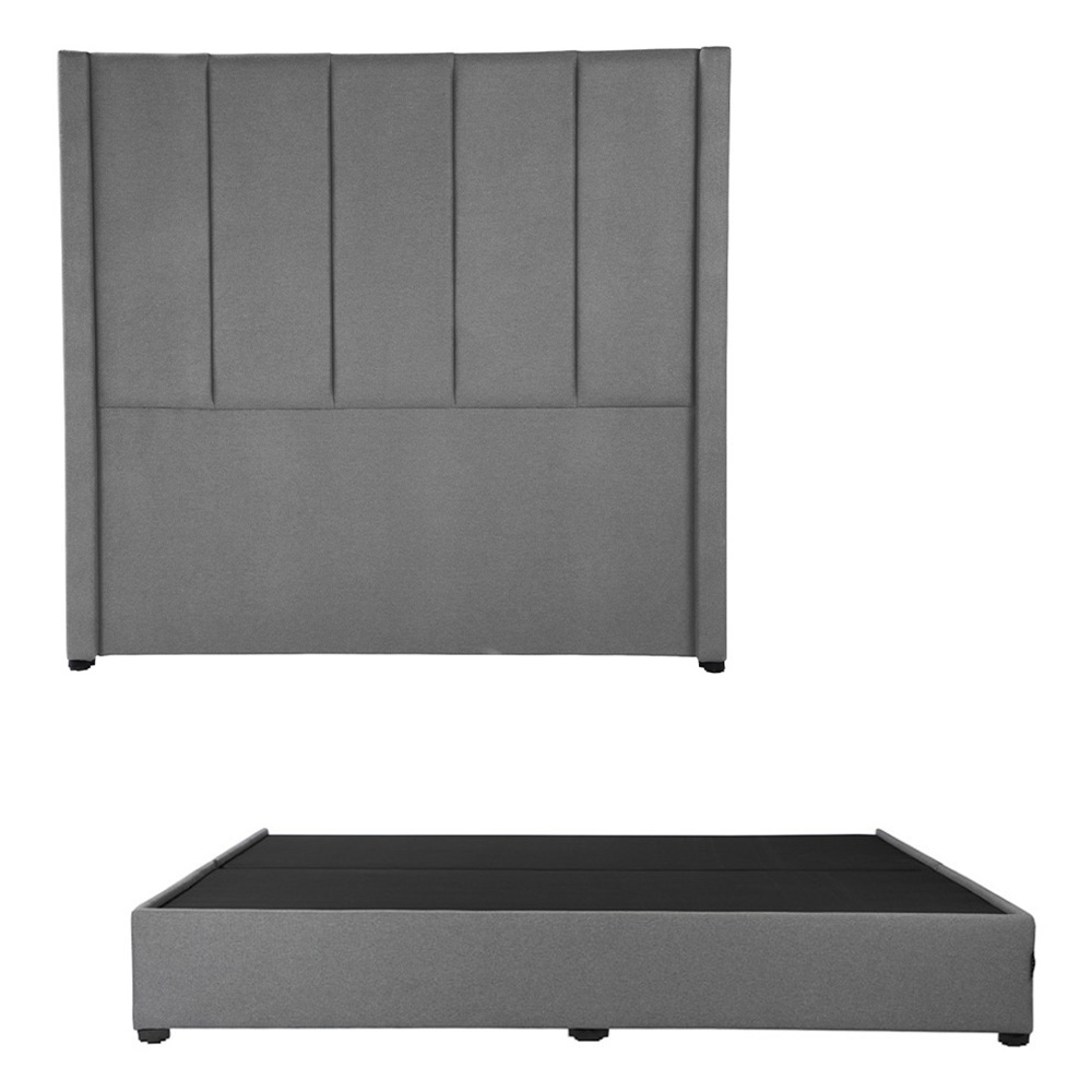 Cabecera Dicasa Nizza Gris + Base Cama Gris King Size