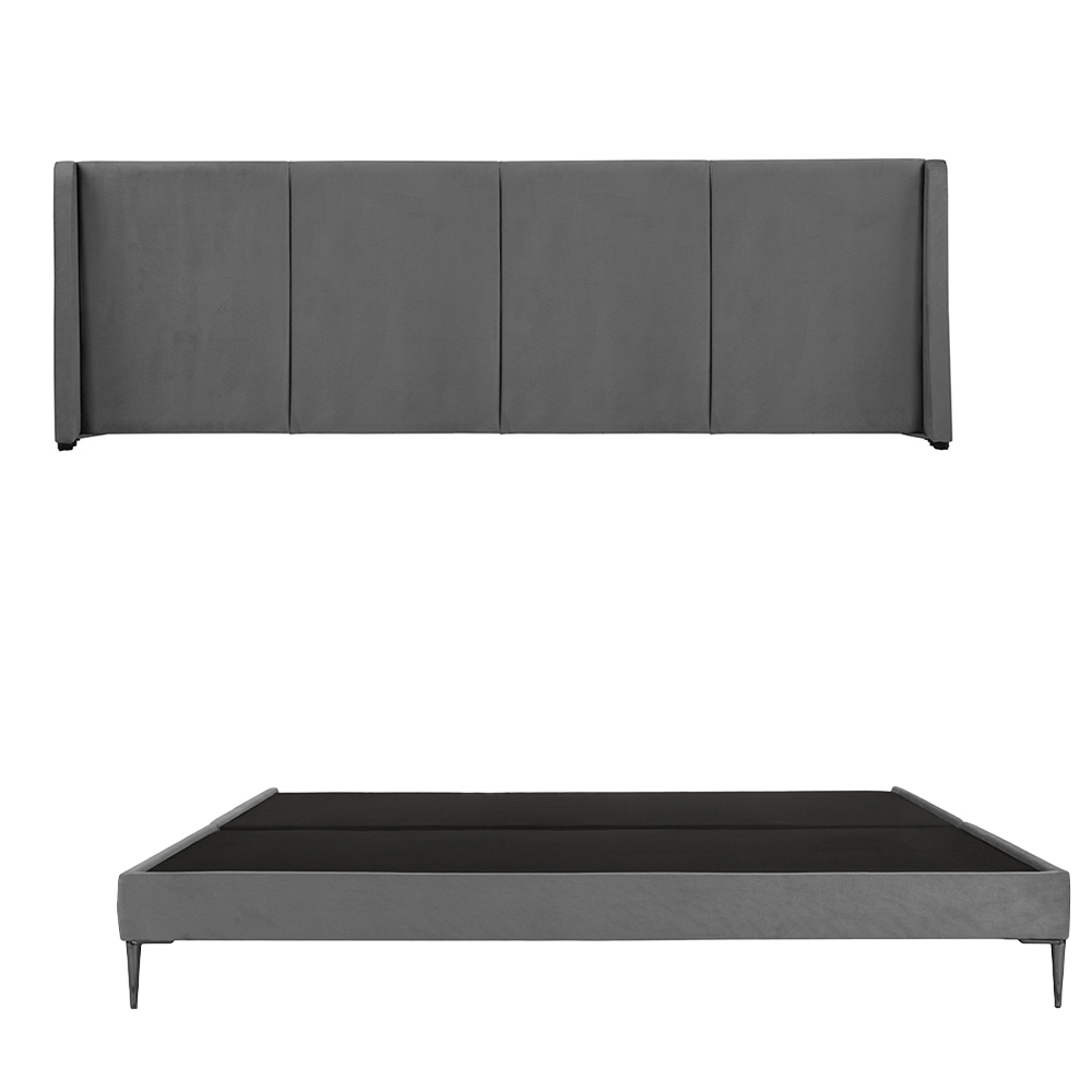 Cabecera Dicasa Milan Gris + Base Cama Slim Gris King Size