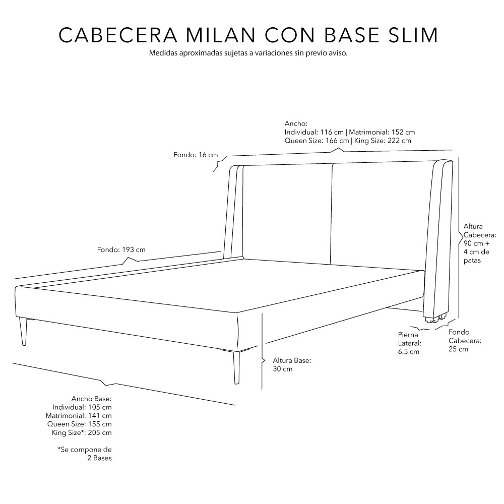 Foto 6 pulgar | Cabecera Dicasa Milan Gris + Base Cama Slim Gris King Size