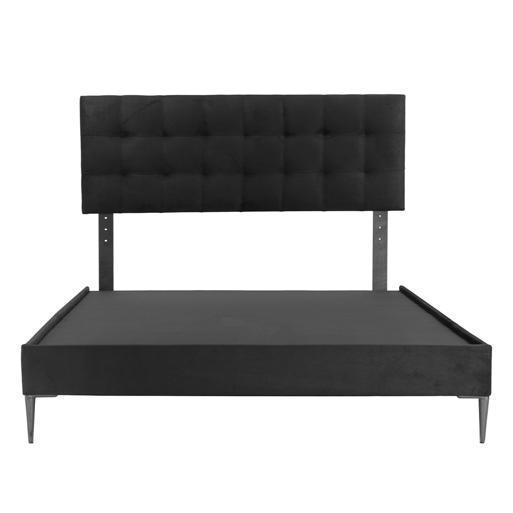Foto 3 pulgar | Cabecera Catania Negro + Base Cama Slim Negro Matrimonial