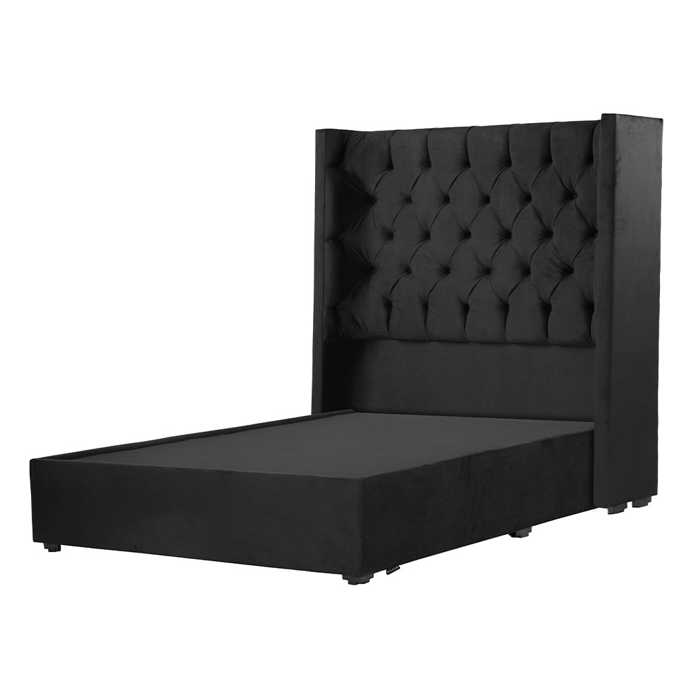 Cabecera Tartuk Negro + Base Cama Negro Matrimonial