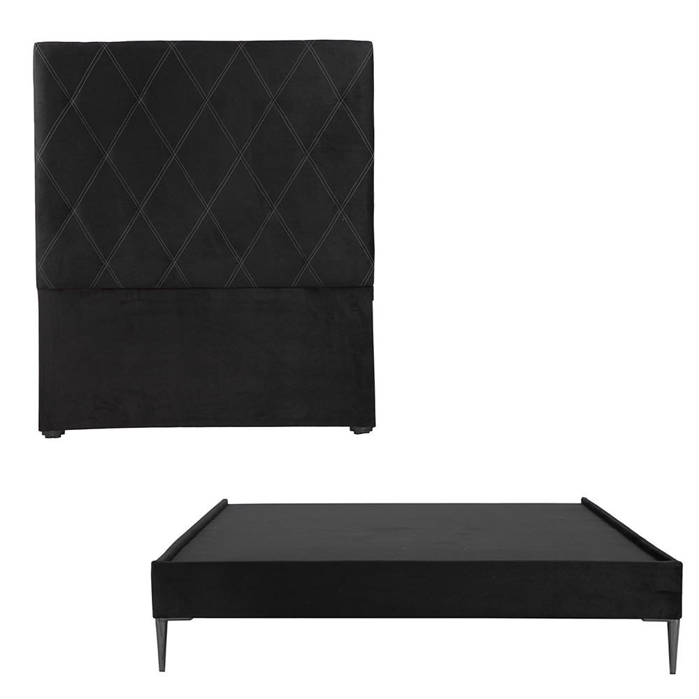 Foto 2 pulgar | Cabecera Oporto Negro + Base Cama Slim Negro Matrimonial