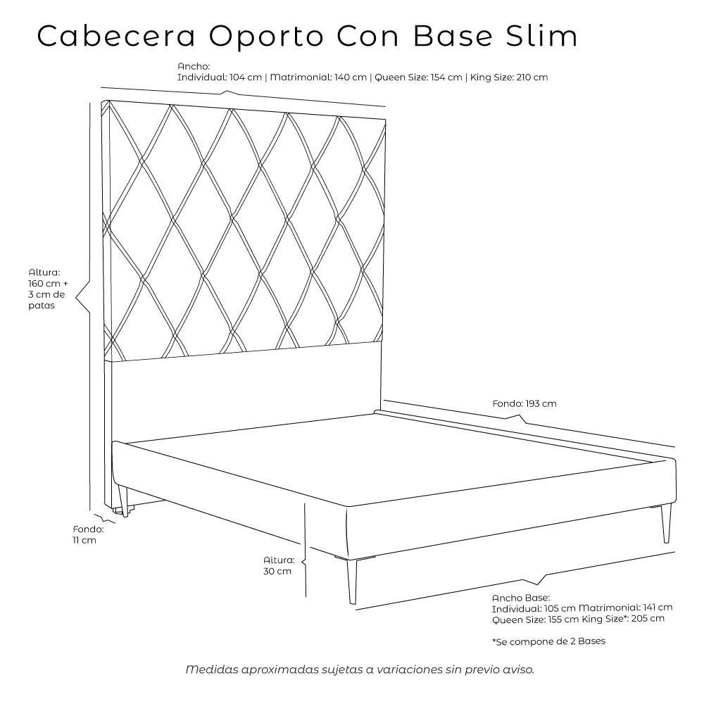 Foto 6 pulgar | Cabecera Oporto Negro + Base Cama Slim Negro Matrimonial