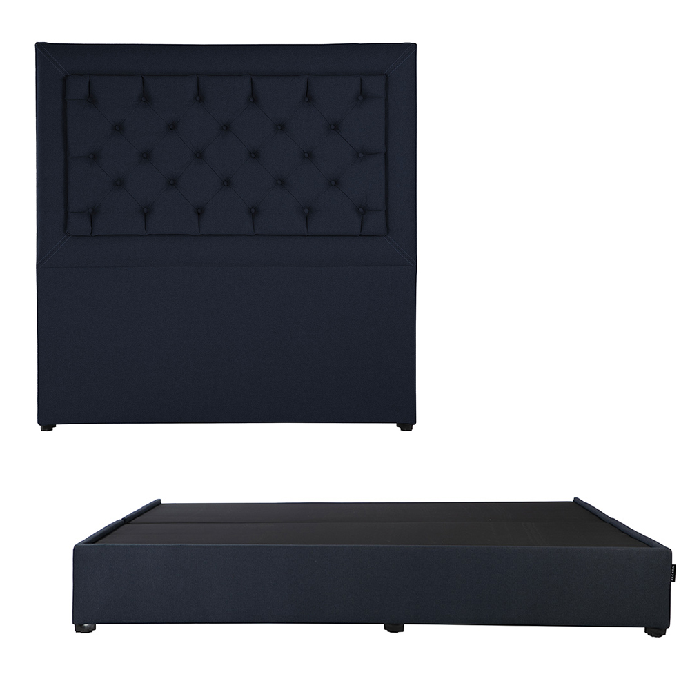 Foto 3 pulgar | Cabecera Dicasa Mary  Azul King Size + Base Cama + Almohada 2pack + Protector Cloud+ Sabanas Softy