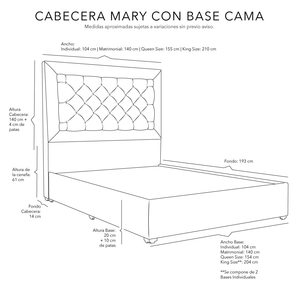 Foto 4 pulgar | Cabecera Dicasa Mary  Azul King Size + Base Cama + Almohada 2pack + Protector Cloud+ Sabanas Softy