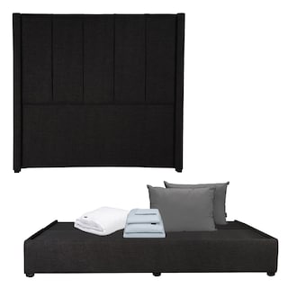 Foto 1 | Cabecera Dicasa Nizza Negro King Size + Base Cama + Almohada 2pack + Protector Cloud+ Sabanas Softy