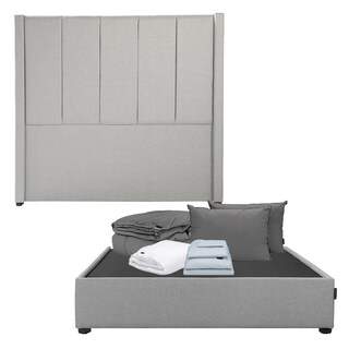 Foto 1 | Cabecera Dicasa Nizza Gris Queen Size + Base Cama + Almohada 2pack + Protector Cloud + Sabanas Soft + Edredon Homy