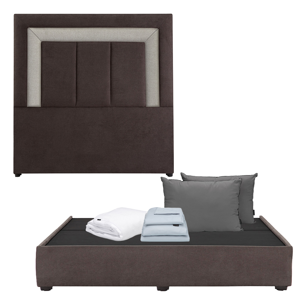 Foto 1 | Cabecera Dicasa Bora Chocolate King Size + Base Cama + Almohada 2pack + Protector Cloud+ Sabanas Softy
