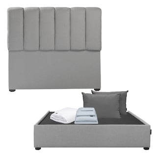 Foto 1 | Cabecera Dicasa Kami Gris Individual + Base Cama + Almohada 2pack + Protector Cloud+ Sabanas Softy