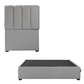 Foto 2 | Cabecera Dicasa Kami Gris Individual + Base Cama + Almohada 2pack + Protector Cloud+ Sabanas Softy