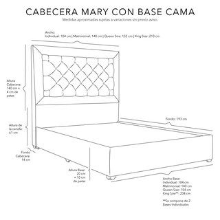 Foto 3 | Cabecera Dicasa Mary Azul Individual + Base Cama + Almohada 2pack + Protector Cloud+ Sabanas Softy