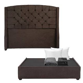 Foto 1 | Cabecera Sitka Chocolate Queen Size + Base Cama + Almohada Royal Twin + Protector Lux + Sabanas Royal