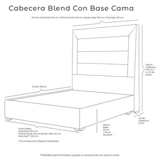 Foto 3 | Cabecera Blend Chocolate Matrimonial + Base Cama + Almohada Royal Twin + Protector Lux + Sabanas Royal