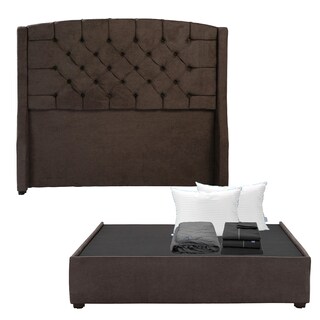 Foto 1 | Cabecera Sitka Chocolate Matrimonial + Base Cama + Almohada Royal Twin + Protector Lux + Sabanas Royal