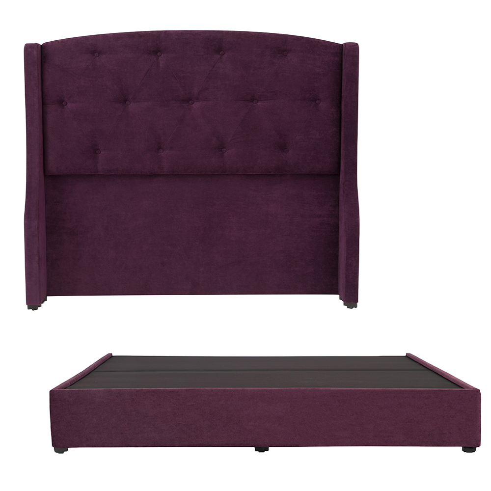 Foto 3 pulgar | Cabecera Dicasa Zefyr Morado King Size + Base Cama + Almohada 2pack + Protector Cloud + Sabanas Softy