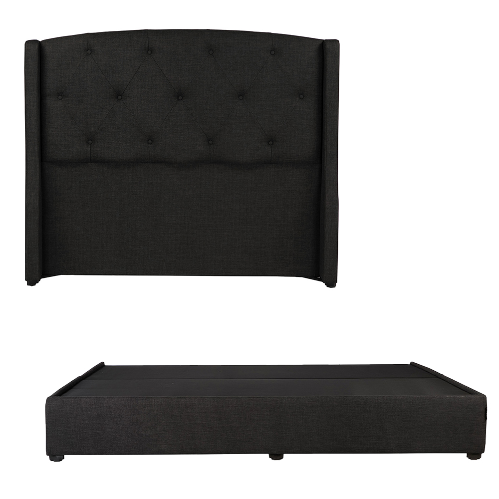 Foto 2 | Cabecera Dicasa Zefyr Negro King Size + Base Cama + Almohada 2pack + Protector Cloud + Sabanas Softy + Edredon Homy