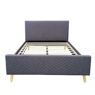 Foto 2 | Base Cama Box Matrimonial Metal Madera + Cabecera Tapizada