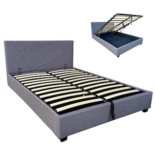 Foto 1 | Base Cama Box Abatible Matrimonial De Metal Madera Con Tapiz