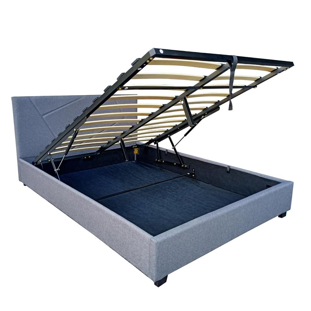 Foto 3 | Base Cama Box Abatible Matrimonial De Metal Madera Con Tapiz