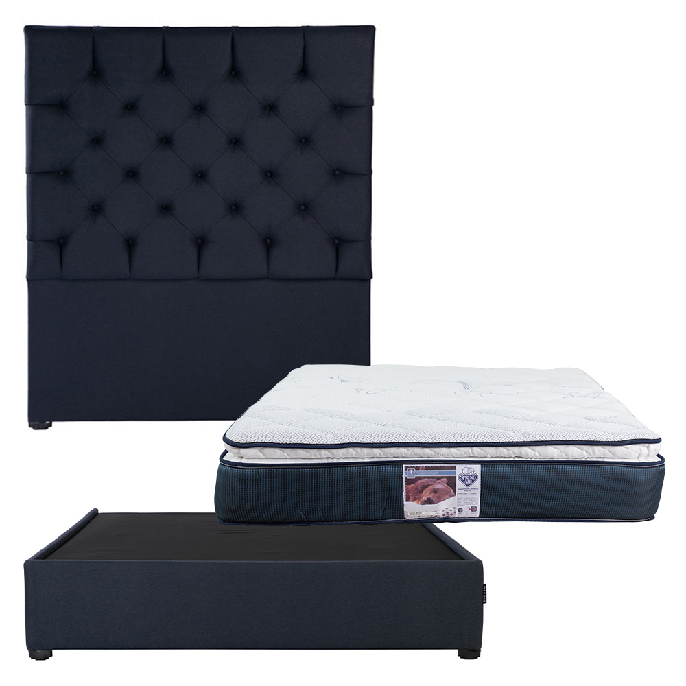 Foto 1 | Cabecera Dicasa Capri Azul Matrimonial + Base Cama + Colchon Spring Air Monaco
