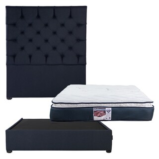 Foto 1 | Cabecera Dicasa Capri Azul Matrimonial + Base Cama + Colchon Spring Air Monaco
