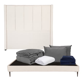 Foto 1 | Cabecera Nizza Crema King Size + Base Slim + Almohada 2pack + Protector Cloud + Sabanas Softy + Edredon Homy