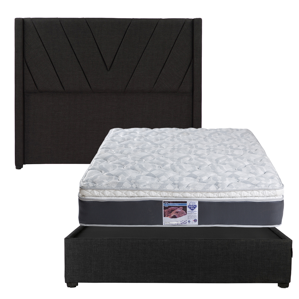 Foto 1 | Cabecera Dicasa Aurora Negro Matrimonial + Base Cama + Colchon Spring Air Marte
