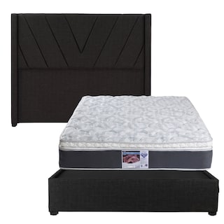 Foto 1 | Cabecera Dicasa Aurora Negro Matrimonial + Base Cama + Colchon Spring Air Marte