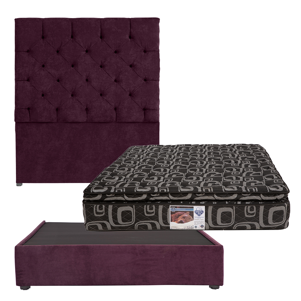 Foto 2 pulgar | Cabecera Dicasa Capri Morado Matrimonial + Base Cama + Colchon Spring Air Morgan