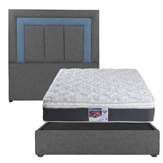 Foto 1 | Cabecera Dicasa Bora Gris Oscuro Matrimonial + Base Cama + Colchon Spring Air Marte